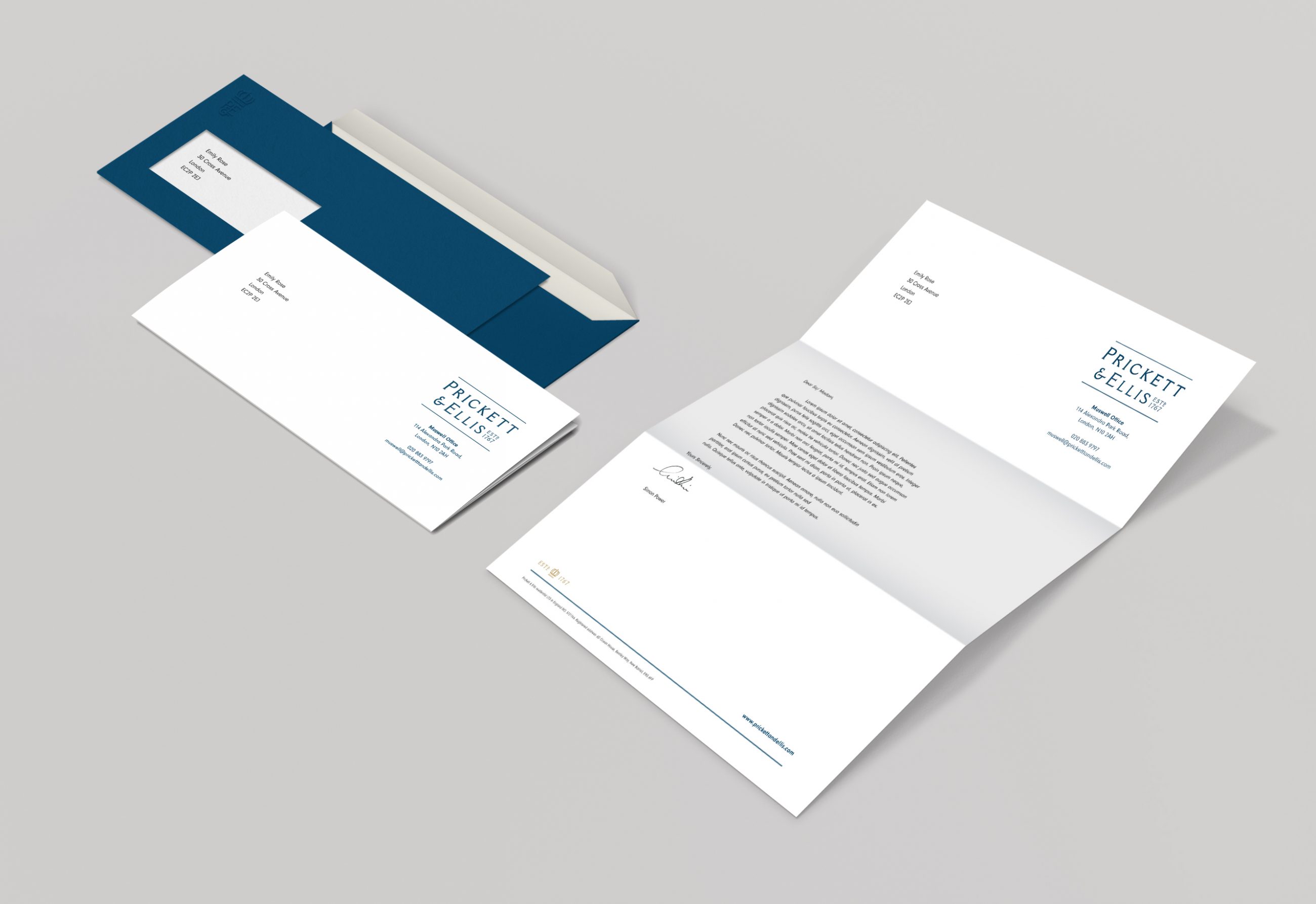 Prickett & Ellis Brand identity