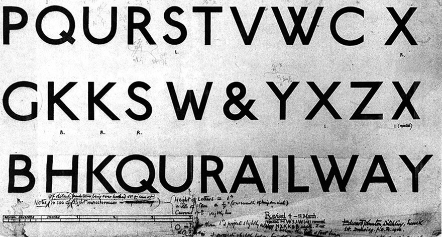London Underground Early Sketch Johnston Font