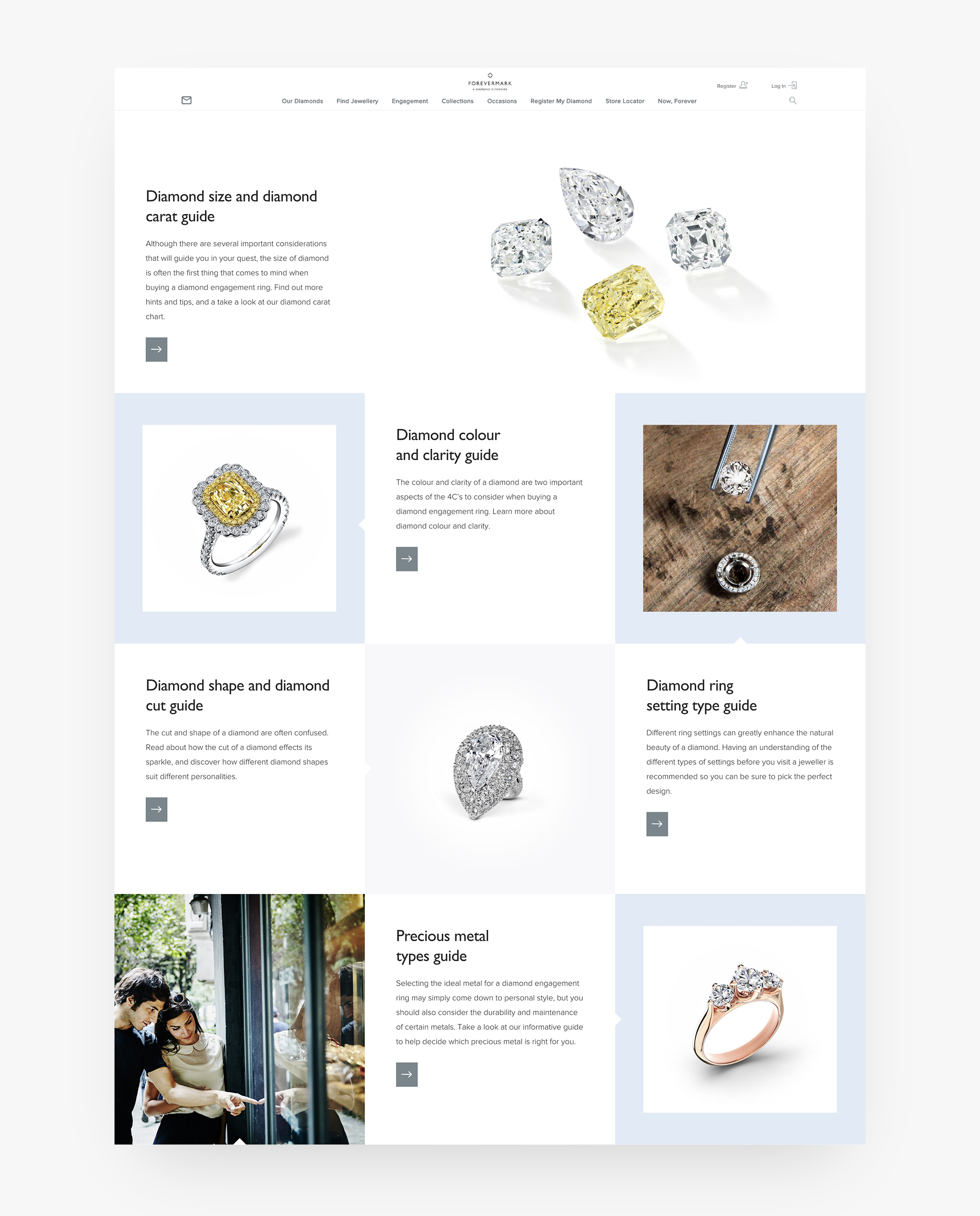 ux digital design forevermark web module diamond engagement ring guide