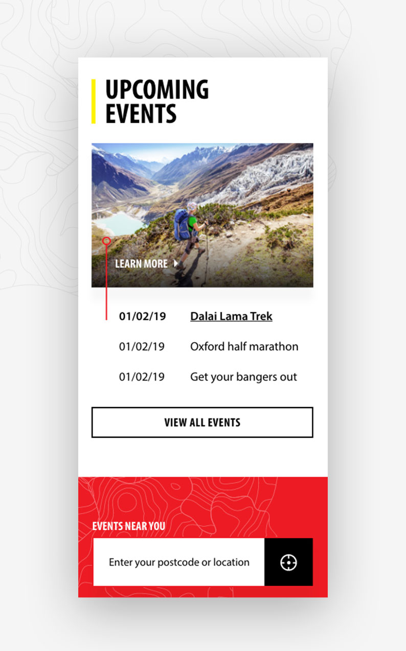 mobile ux design - upcoming events