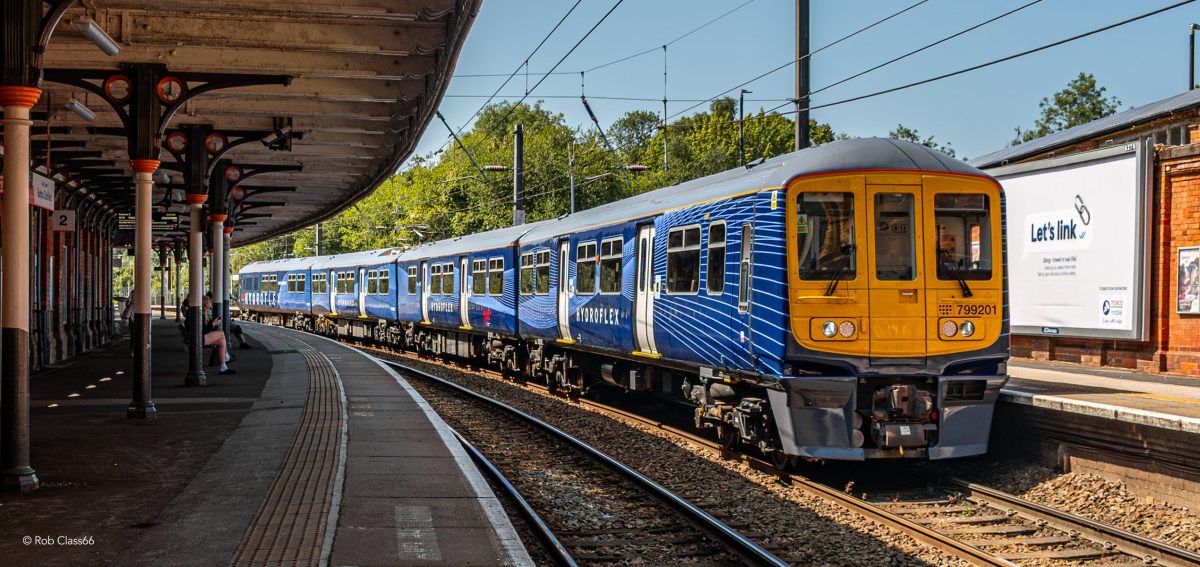 Hydroflex branding train at station